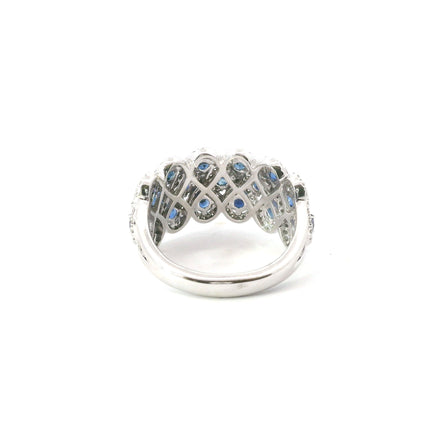 14K White Gold Diamond Infinity Halo And Sapphire Fashion Ring