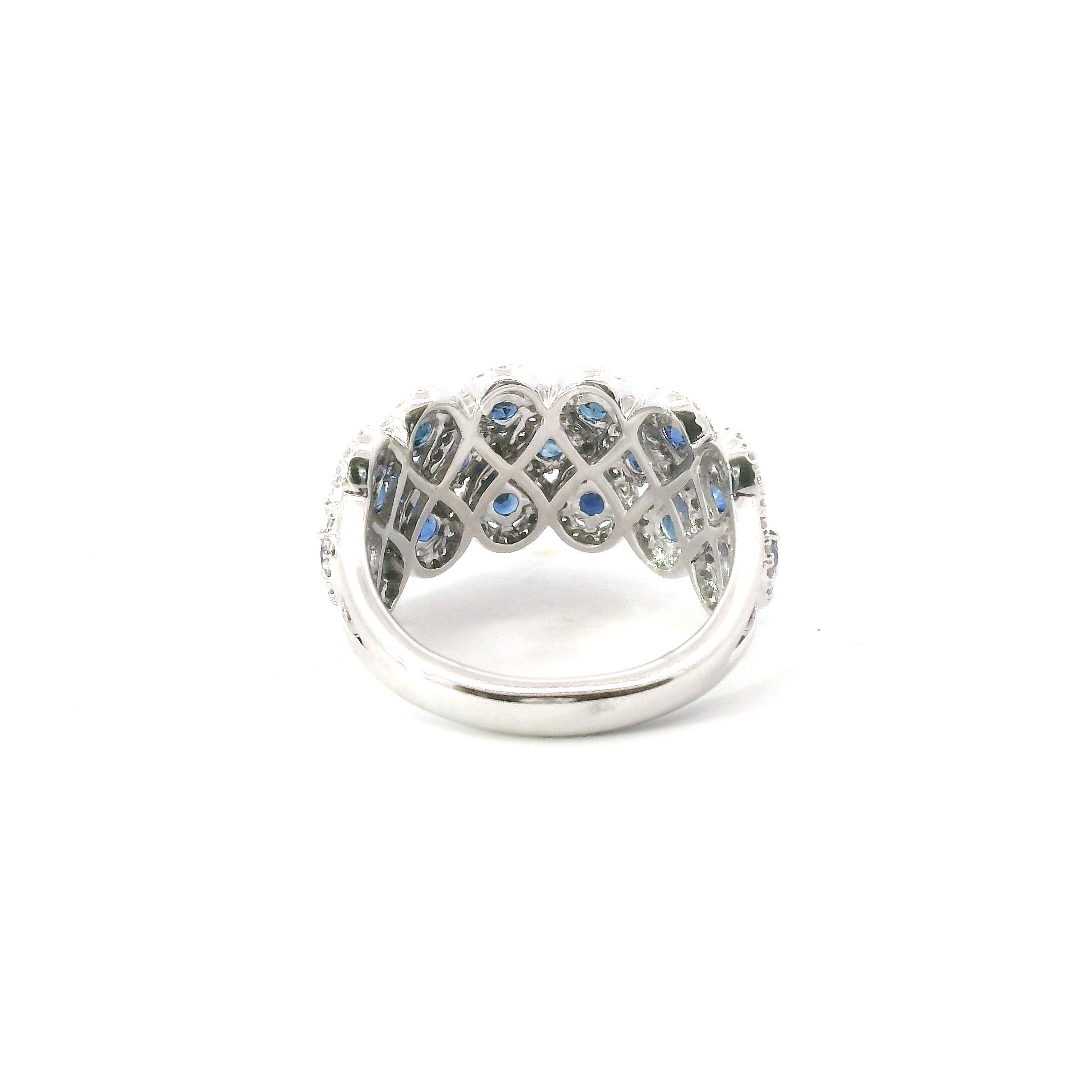 14K White Gold Diamond Infinity Halo And Sapphire Fashion Ring