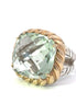 Raymond Mazza 14K Gold And Sterling Silver Cushion Cut Green Amy Stone Ring