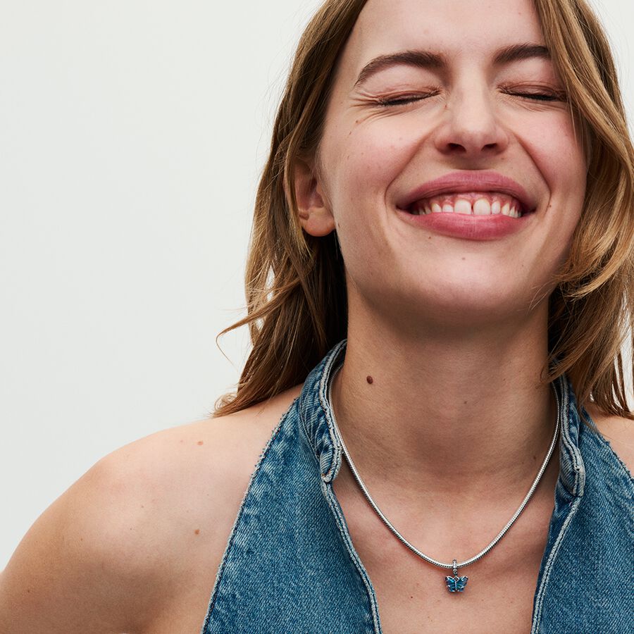 Pandora Moments Blue Murano Glass Butterfly Dangle Charm