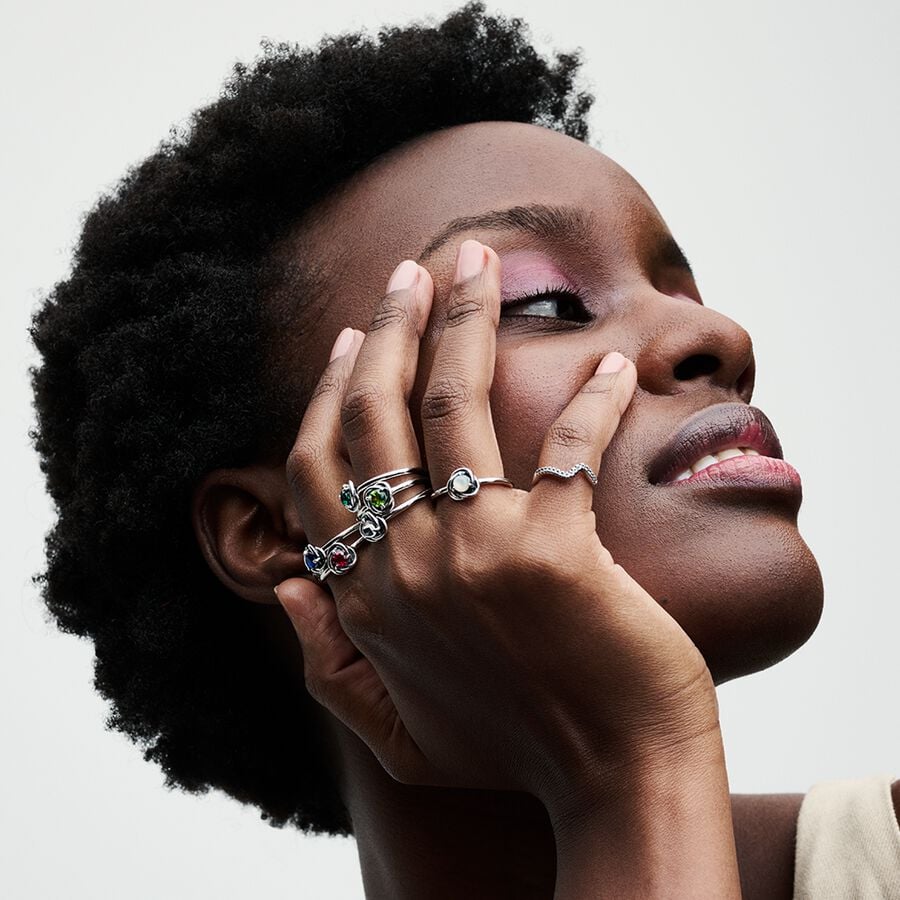 Pandora Moments April Clear Eternity Circle Ring Size 7