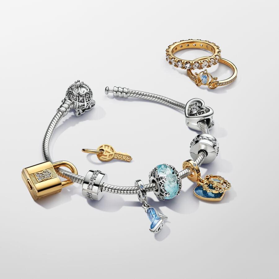 Pandora Disney Cinderella's Carriage And Heart Double Dangle Charm