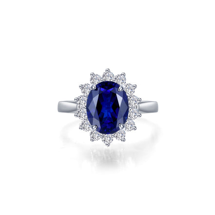 Lafonn 3.10 CTW Simulated Diamond & Lab Grown Sapphire Halo Engagement Ring Size 7