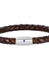 Woven Brown Cow Leather Bracelet With Sapphire And Sterling Silver Barrel Clasp 8"