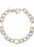 Sterling Silver And 18K Yellow Gold Oval Alternating Link Italian Cable Bracelet 7.5"