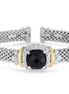 Sterling Silver And 18K Yellow Gold 8MM Cushion Onyx Popcorn Bangle Bracelet