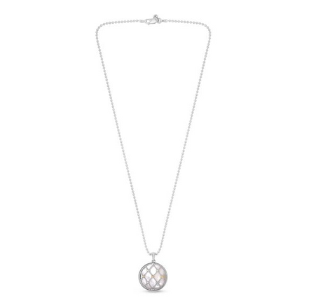Sterling Silver And 18K Gold Mother Of Pearl Netted Pendant Necklace 18"