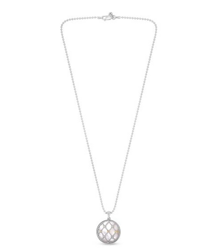 Sterling Silver And 18K Gold Mother Of Pearl Netted Pendant Necklace 18"