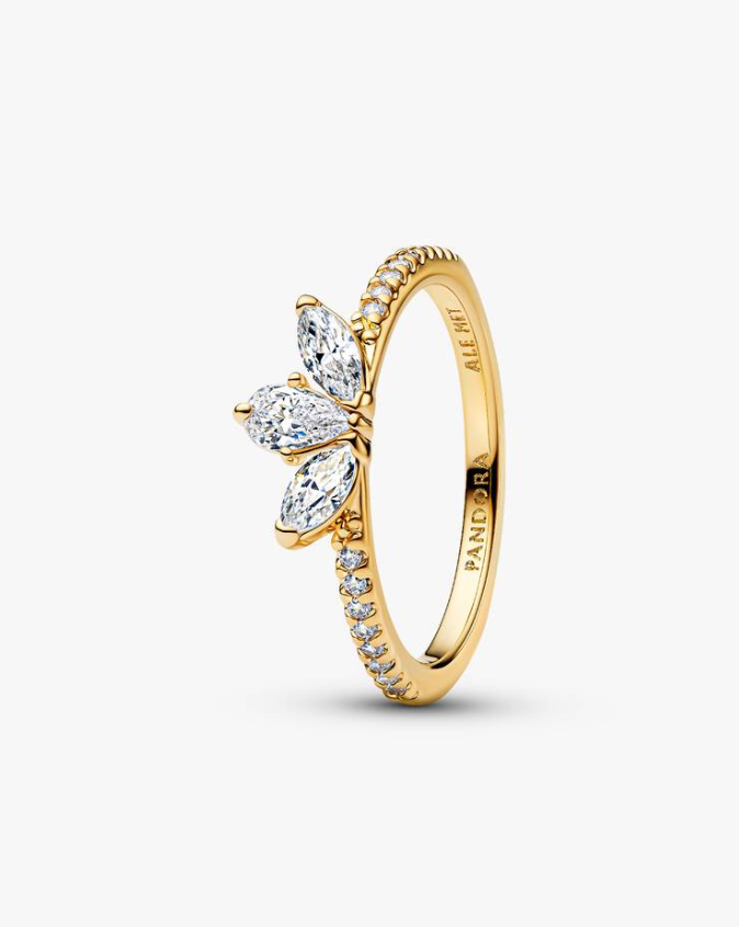 Pandora Timeless 14K Gold-Plated Sparkling Herbarium Cluster Ring Size 8.5