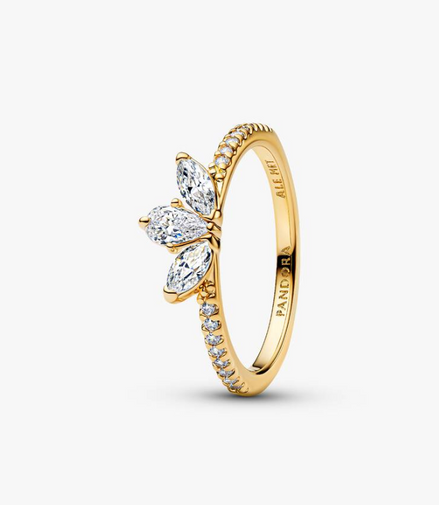 Pandora Timeless 14K Gold-Plated Sparkling Herbarium Cluster Ring Size 8.5