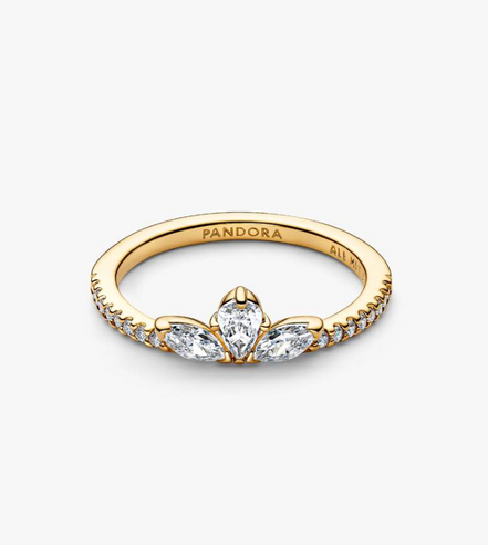 Pandora Timeless 14K Gold-Plated Sparkling Herbarium Cluster Ring Size 8.5