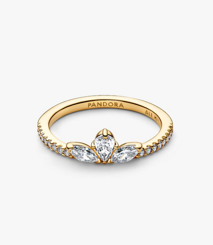 Pandora Timeless 14K Gold-Plated Sparkling Herbarium Cluster Ring Size 8.5