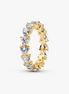 Pandora Tmeless 14K Gold-Plated Band Of Clear Hearts Ring Size 7