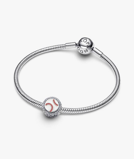 Pandora Moments Silver Sparkling Engravable Baseball Charm
