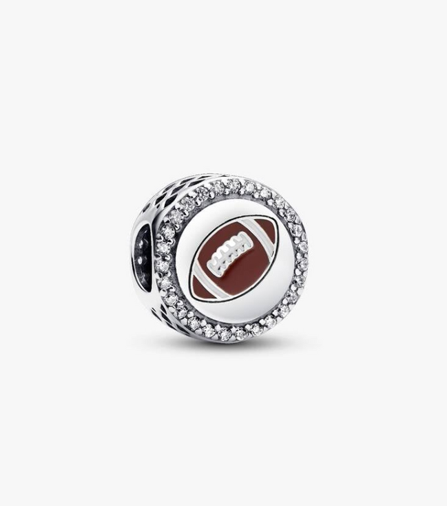 Pandora Moments Silver Sparkling  Engravable Football Charm