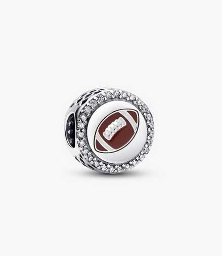 Pandora Moments Silver Sparkling  Engravable Football Charm