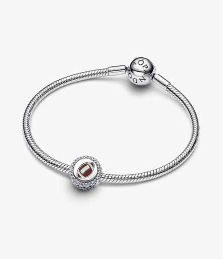Pandora Moments Silver Sparkling  Engravable Football Charm