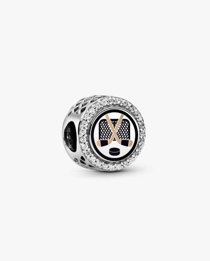 Pandora Moments Silver Sparkling Engravable Hockey Charm
