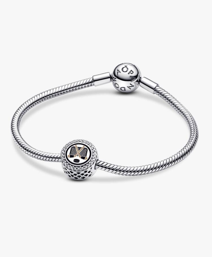 Pandora Moments Silver Sparkling Engravable Hockey Charm