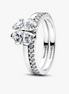 Pandora Timeless 14K Gold-Plated Sparkling Clover Splittable Ring Size 7