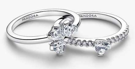 Pandora Timeless 14K Gold-Plated Sparkling Clover Splittable Ring Size 7