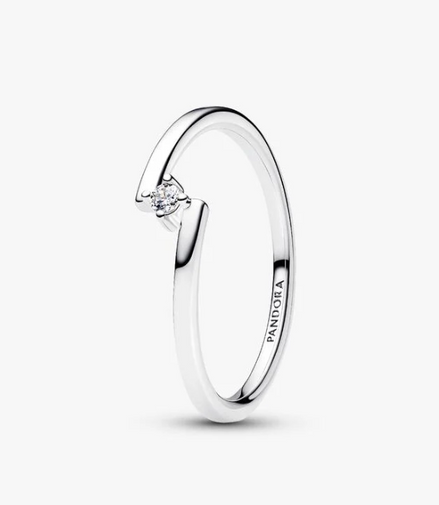 Pandora Timeless Silver Split Solitaire Ring Size 9