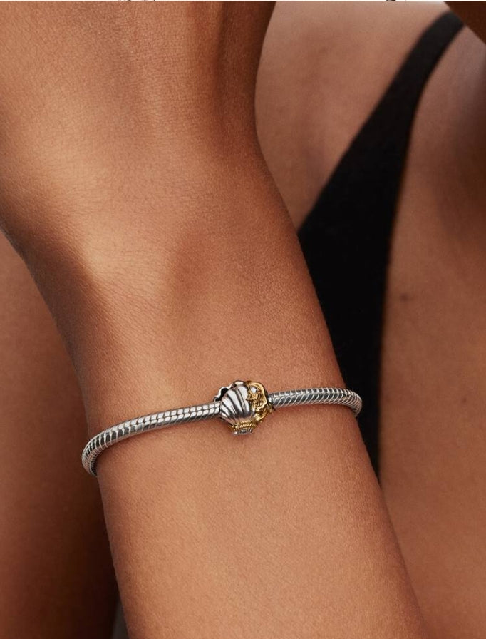 Disney Princesses Ariel Shell Lab-Grown Diamond Two-Tone Charm