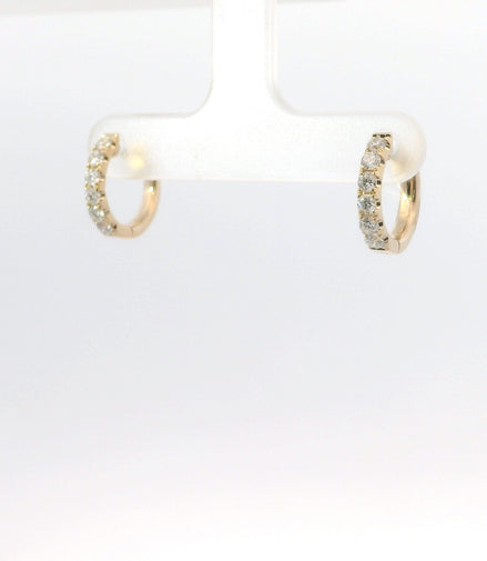 14K Yellow Gold and 0.47 CTW Diamond Huggie Hoop Earrings