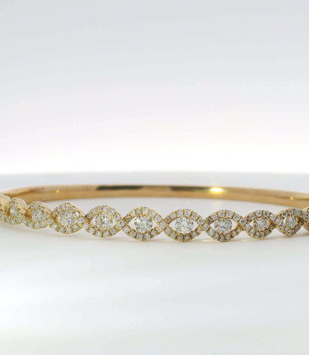 18K Yellow Gold Diamond Criss Cross Bangle Bracelet