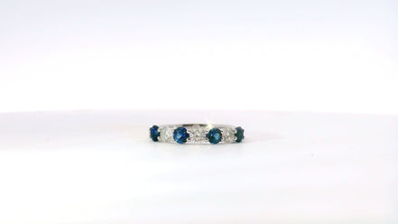 14K White Gold Sapphire and 0.78 CTW Diamond Band