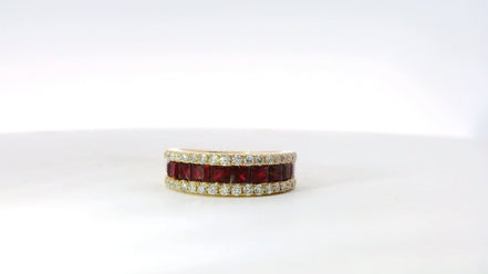 14K Yellow Gold 0.65 CT Diamond And 2.05 CT Ruby Ring