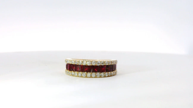 14K Yellow Gold 0.65 CT Diamond And 2.05 CT Ruby Ring