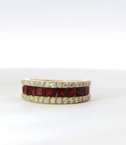 14K Yellow Gold 0.65 CT Diamond And 2.05 CT Ruby Ring