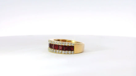 14K Yellow Gold 0.65 CT Diamond And 2.05 CT Ruby Ring