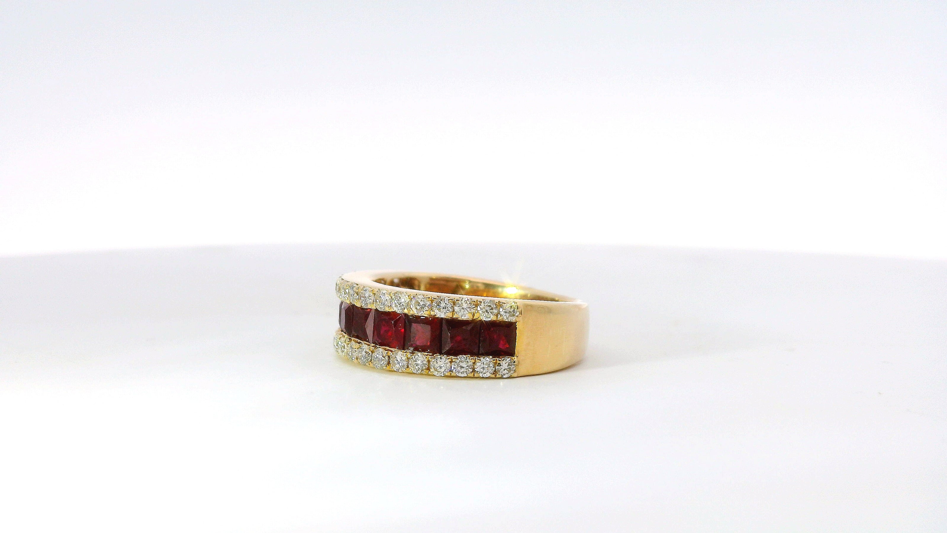 14K Yellow Gold 0.65 CT Diamond And 2.05 CT Ruby Ring
