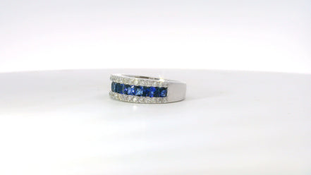 14K White Gold .55 CT Diamond And 1.53 CT Sapphire Ring