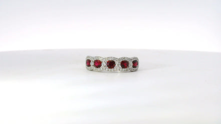 14K White Gold Diamond And Ruby Anniversary/Fashion Ring