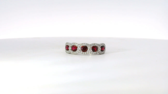 14K White Gold Diamond And Ruby Anniversary/Fashion Ring