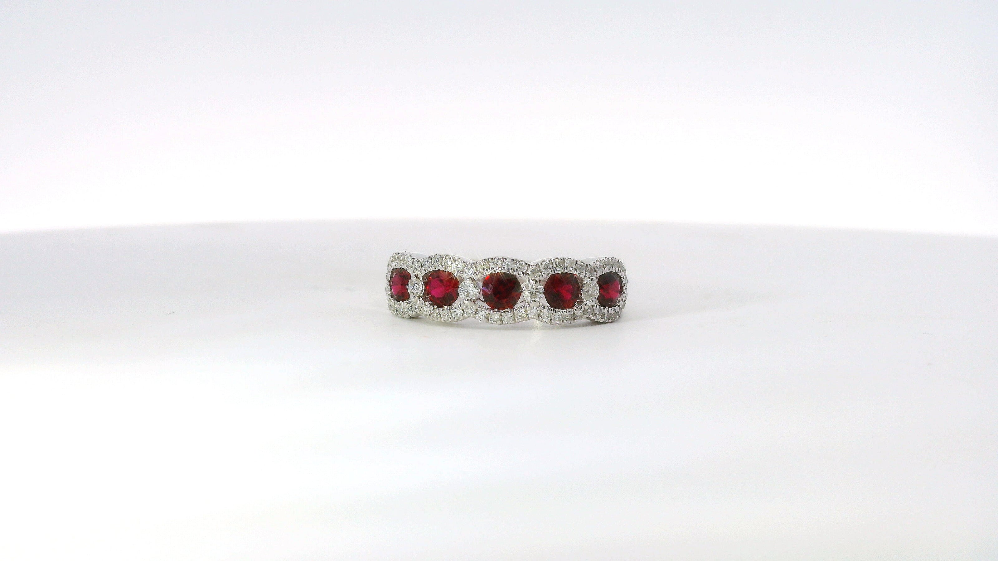 14K White Gold Diamond And Ruby Anniversary/Fashion Ring