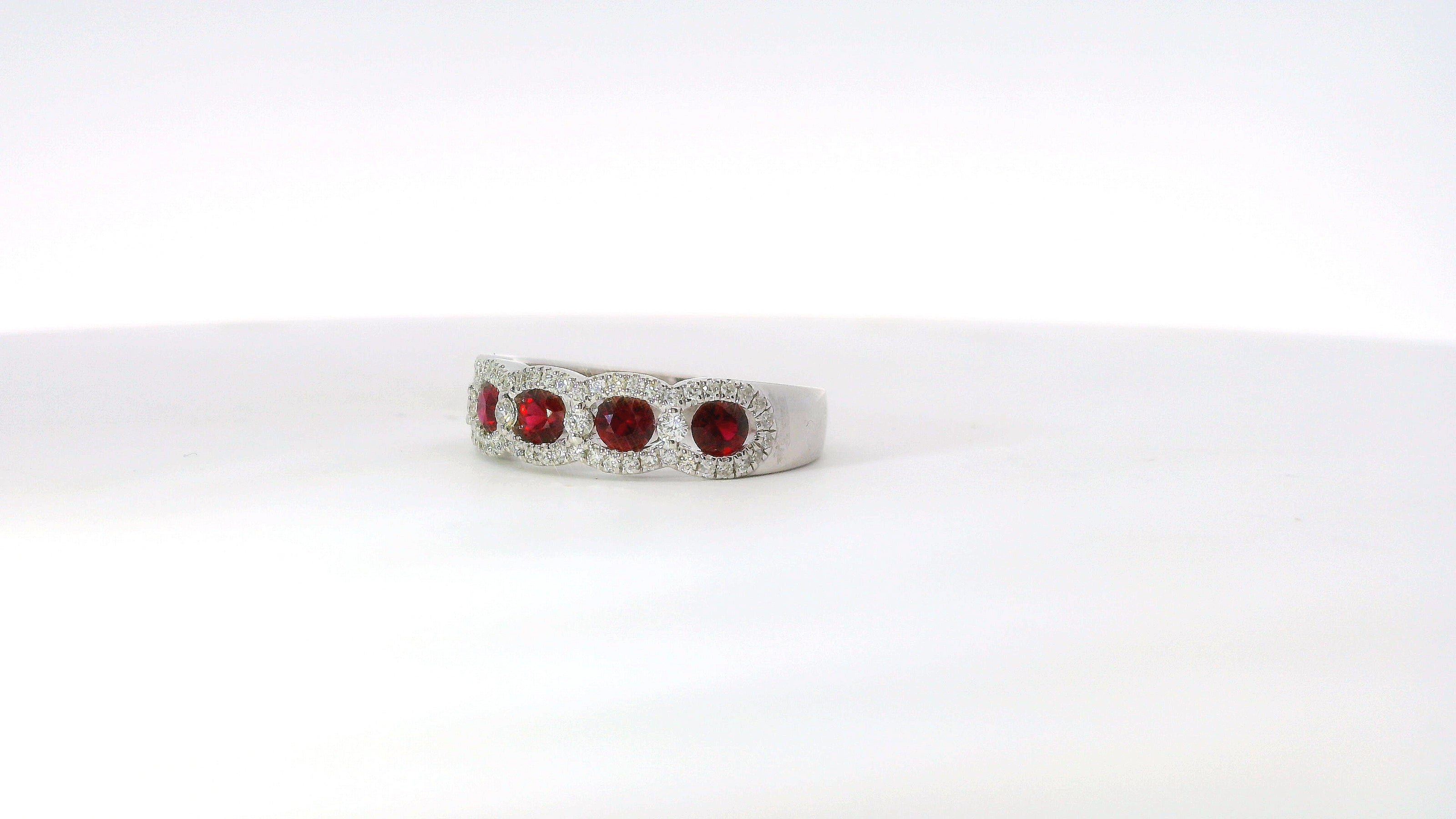 14K White Gold Diamond And Ruby Anniversary/Fashion Ring