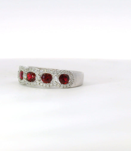 14K White Gold Diamond And Ruby Anniversary/Fashion Ring