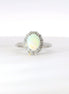 14K White Gold Oval Cut Opal And Diamond Fashion Ring
