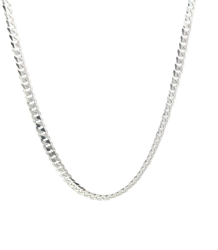 14K White Gold Flat Curb Link Chain 24"