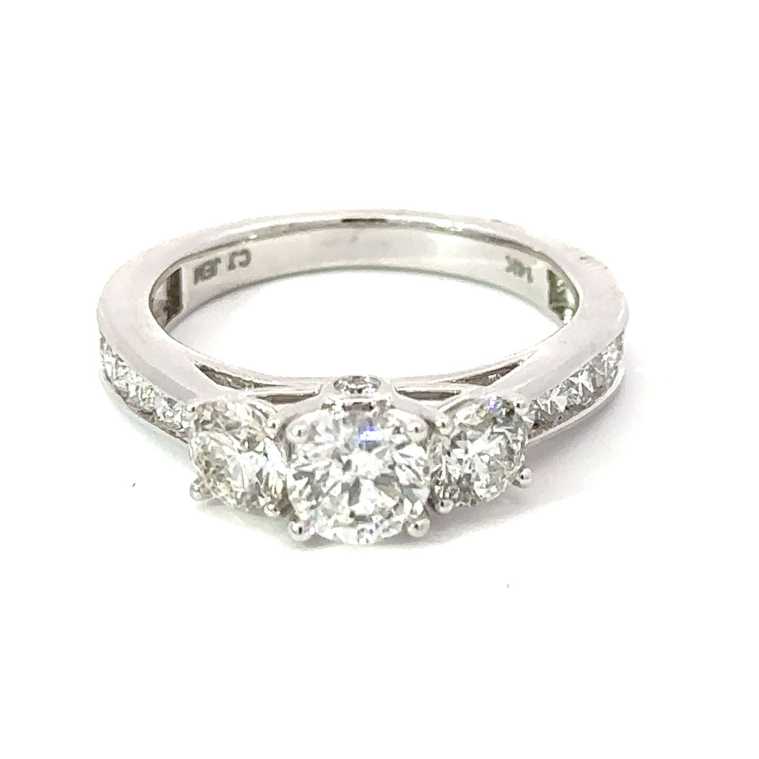 14K White Gold 2 CTW Diamond 3 Stone Engagement Ring