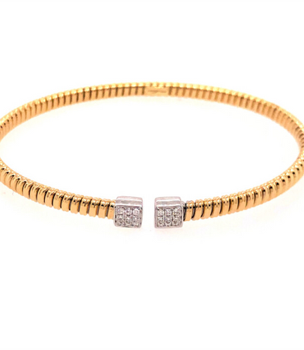18K Yellow And White Gold 0.15 CTW Diamond Open Bangle Bracelet