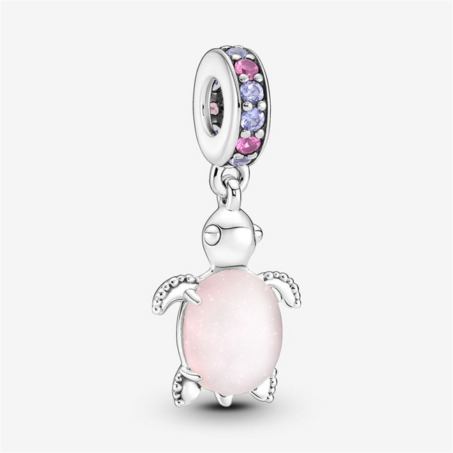 Pandora Moments Murano Glass Pink Sea Turtle Dangle Charm