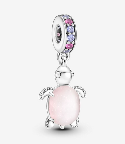Pandora Moments Murano Glass Pink Sea Turtle Dangle Charm