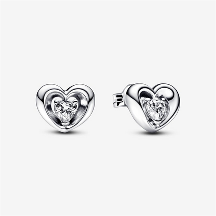 Pandora Timeless Radiant Heart And Floating Stone Stud Earrings