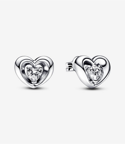 Pandora Timeless Radiant Heart And Floating Stone Stud Earrings