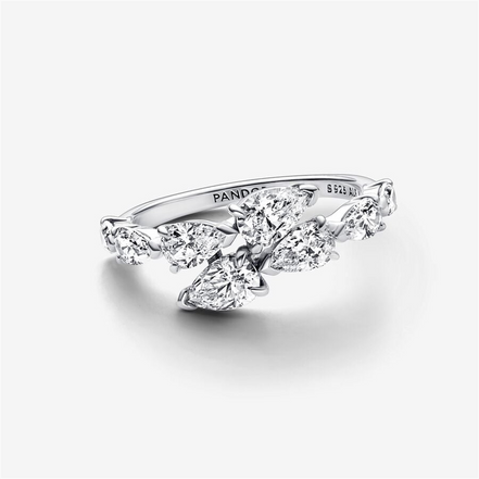 Pandora Timeless Sparkling Overlapping Band Ring Size 6